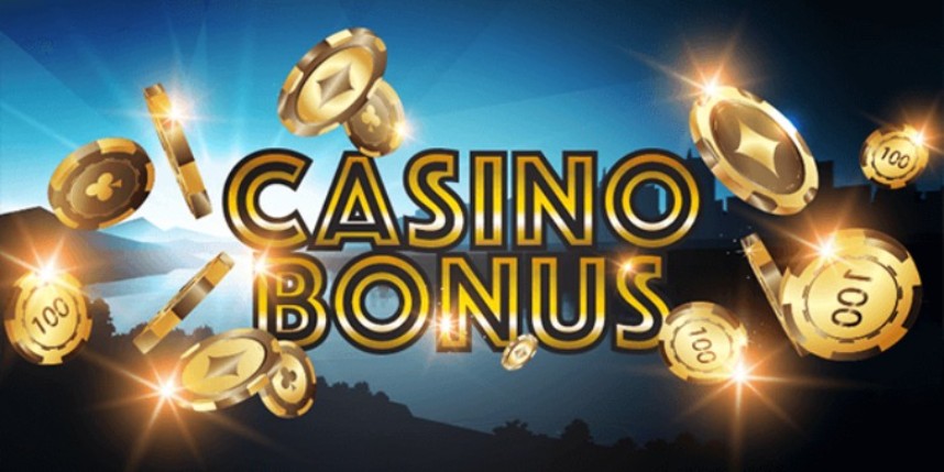 Casino bonus med flygande spelmarker i guld